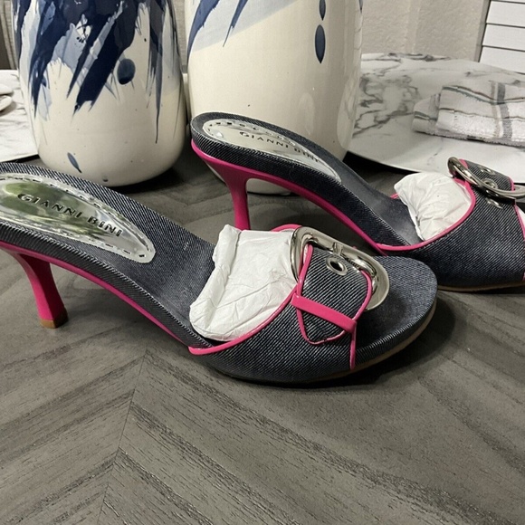 Gianni Bini Plaid & Pink Open Toe Heels Size 7 1/2 M US New - Picture 4 of 5